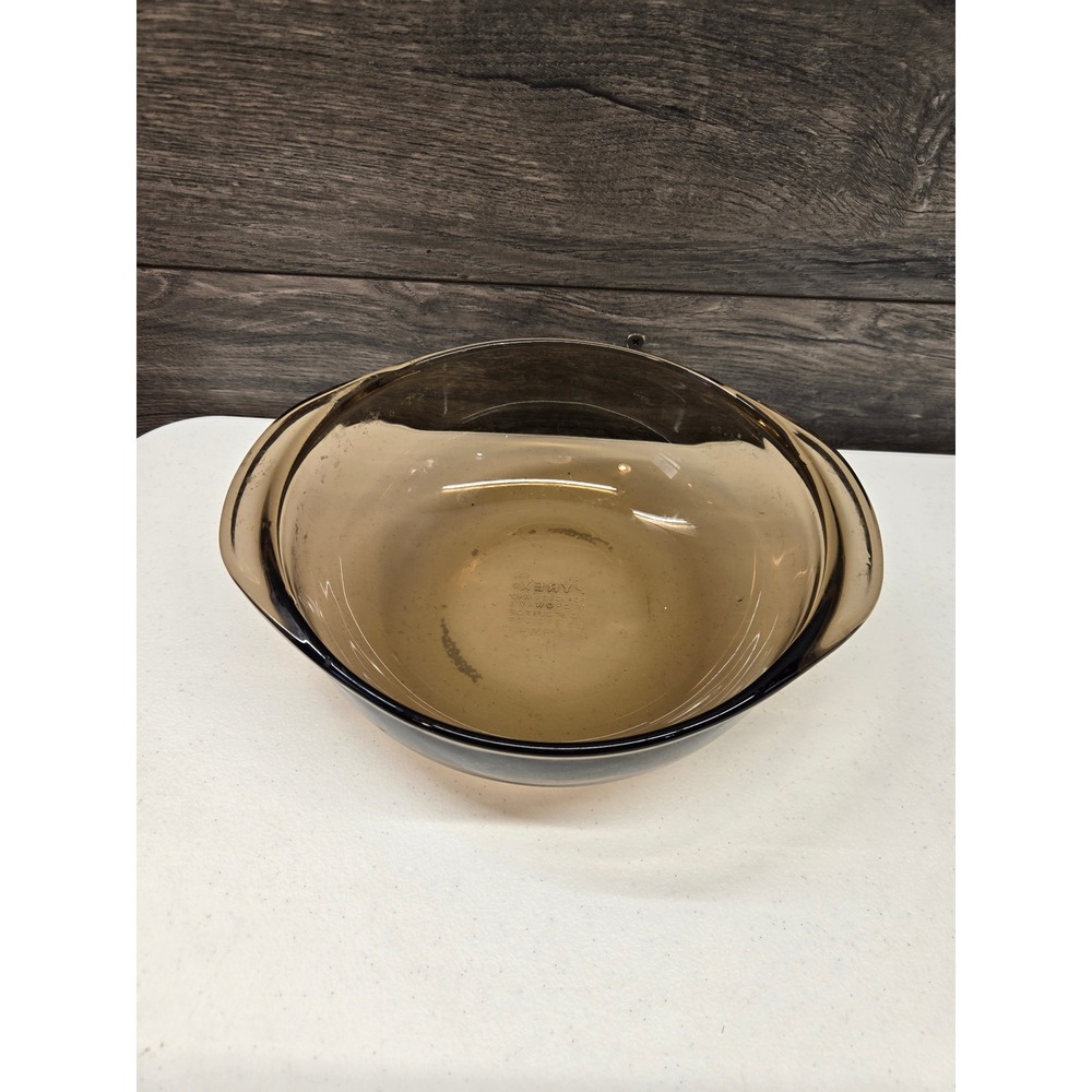 Vintage Pyrex Fireside Smoked Brown Glass 1.5 Qt Casserole Dish 023-B‎ USA
